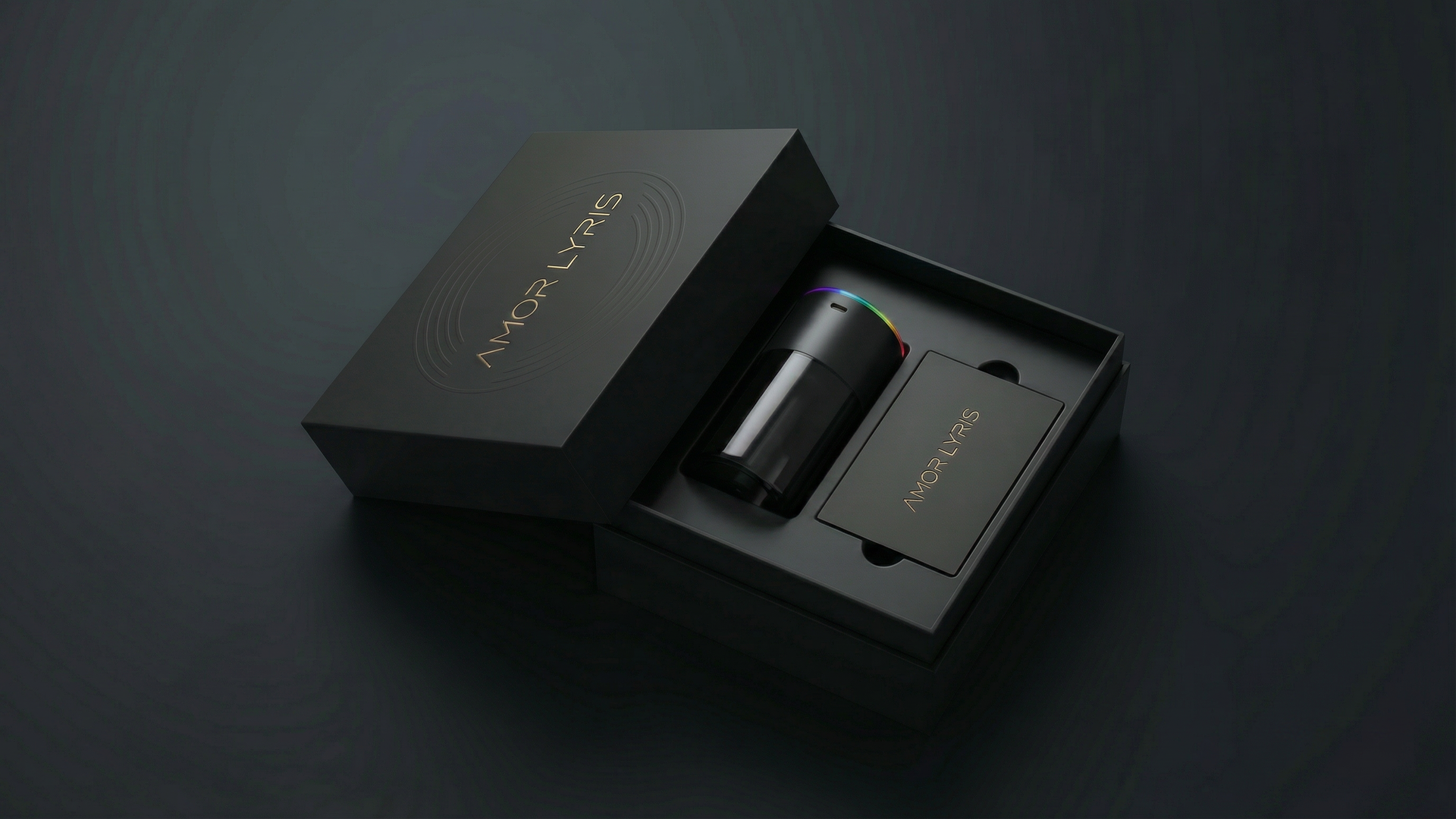 Amor Lyris black gift box with smart car diffuser
